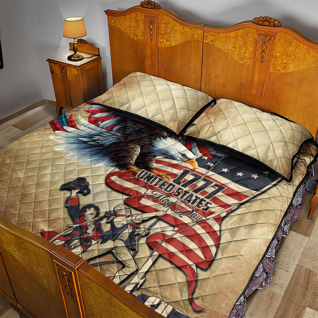 United States Flag Day Eagle 1777 Quilt Bed Set Patriotic American Flag