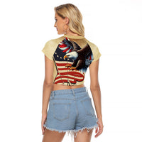 United States Flag Day Eagle 1777 Raglan Cropped T Shirt Patriotic American Flag