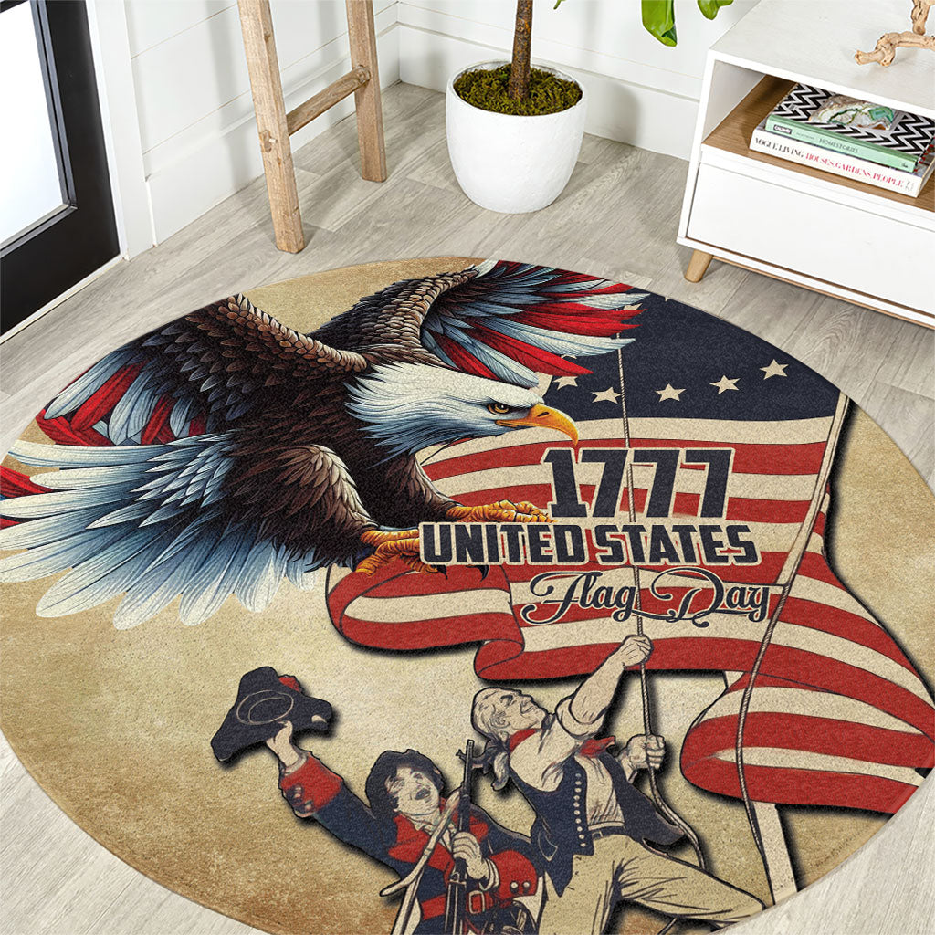United States Flag Day Eagle 1777 Round Carpet Patriotic American Flag