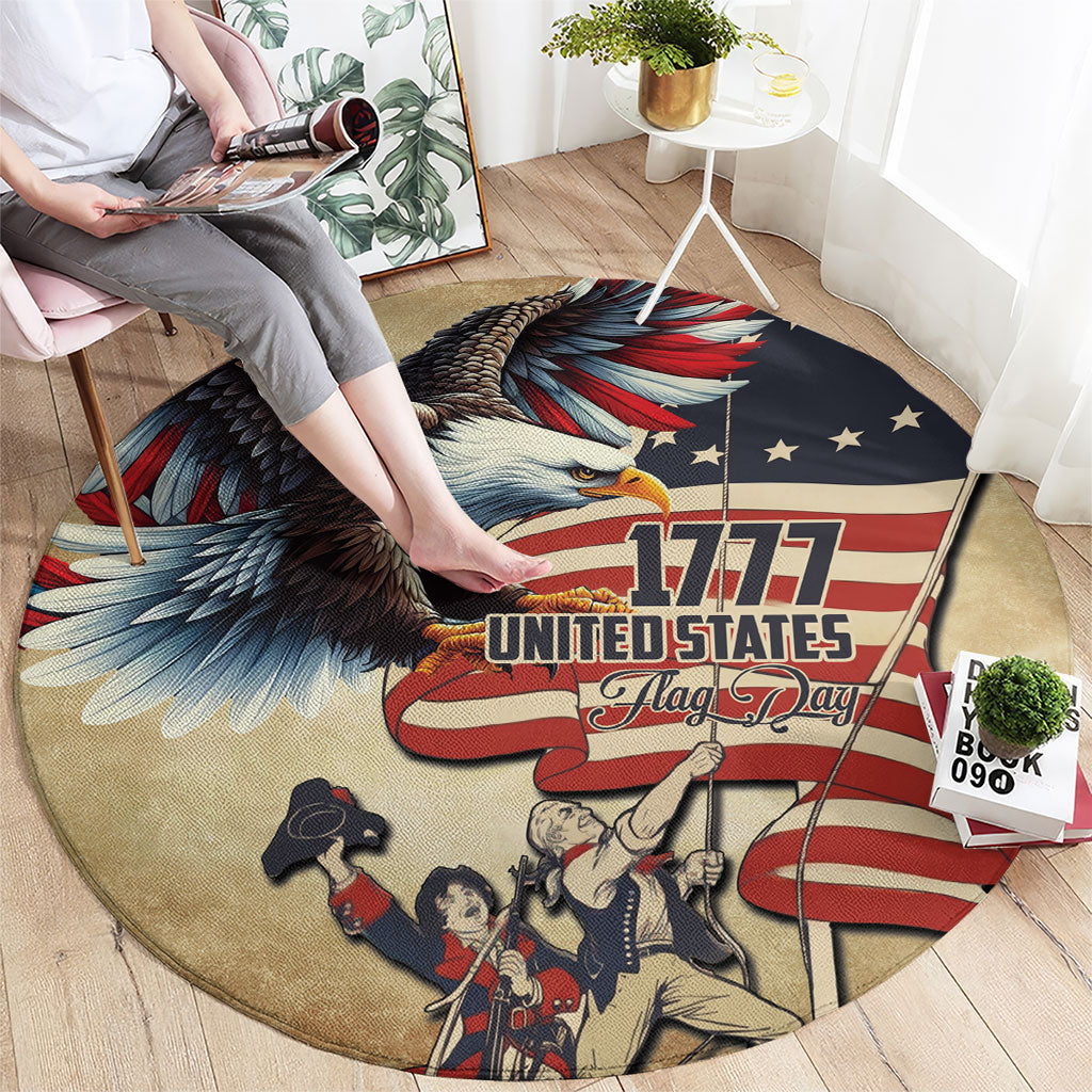 United States Flag Day Eagle 1777 Round Carpet Patriotic American Flag
