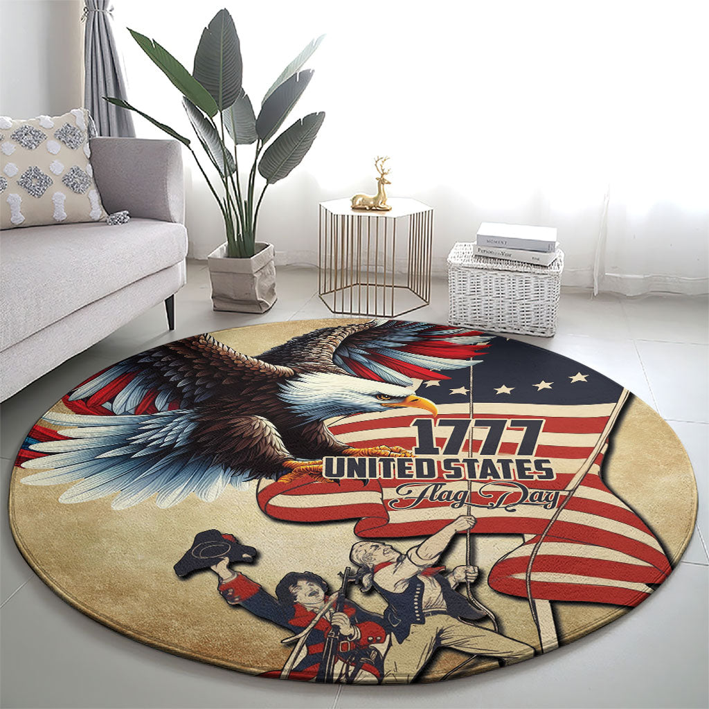 United States Flag Day Eagle 1777 Round Carpet Patriotic American Flag