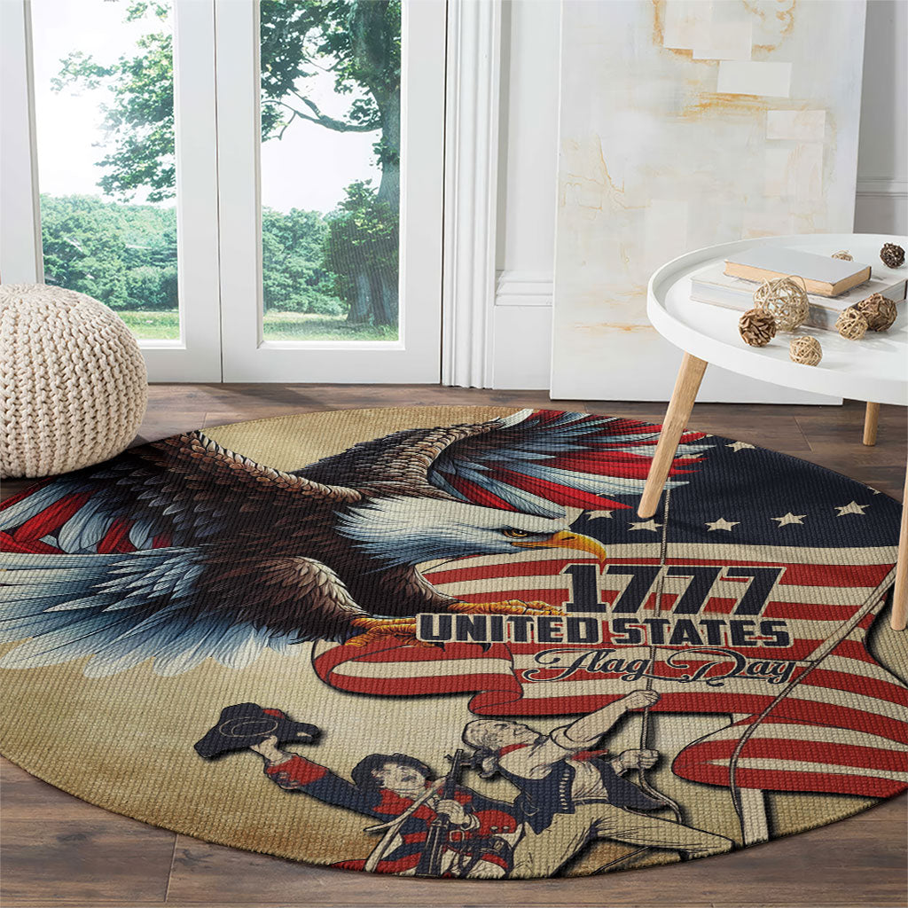United States Flag Day Eagle 1777 Round Carpet Patriotic American Flag