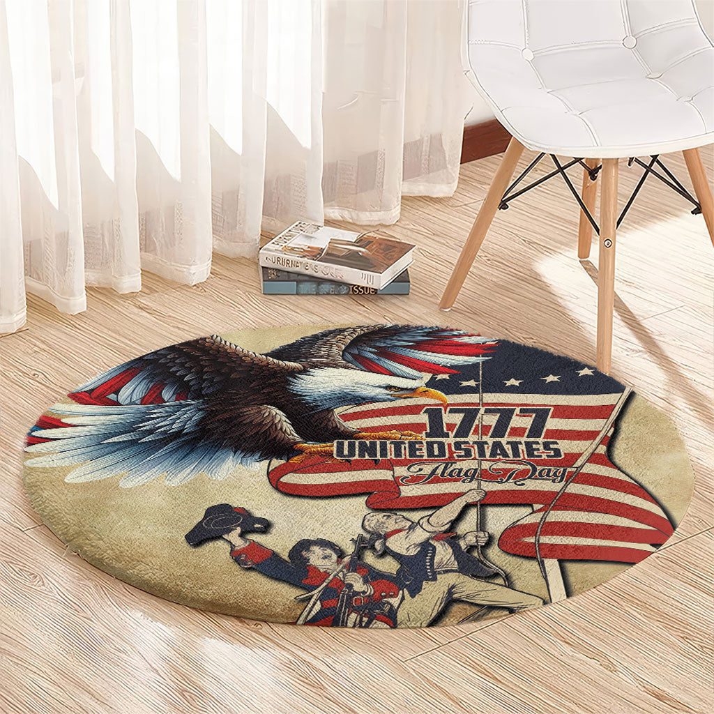 United States Flag Day Eagle 1777 Round Carpet Patriotic American Flag