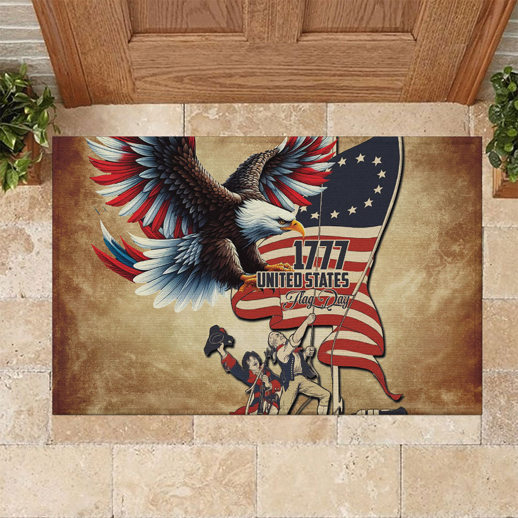 United States Flag Day Eagle 1777 Rubber Doormat Patriotic American Flag