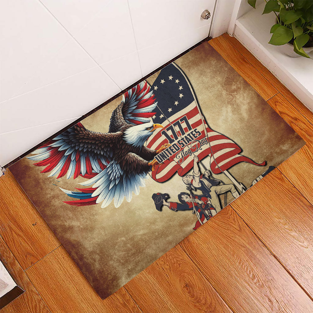 United States Flag Day Eagle 1777 Rubber Doormat Patriotic American Flag