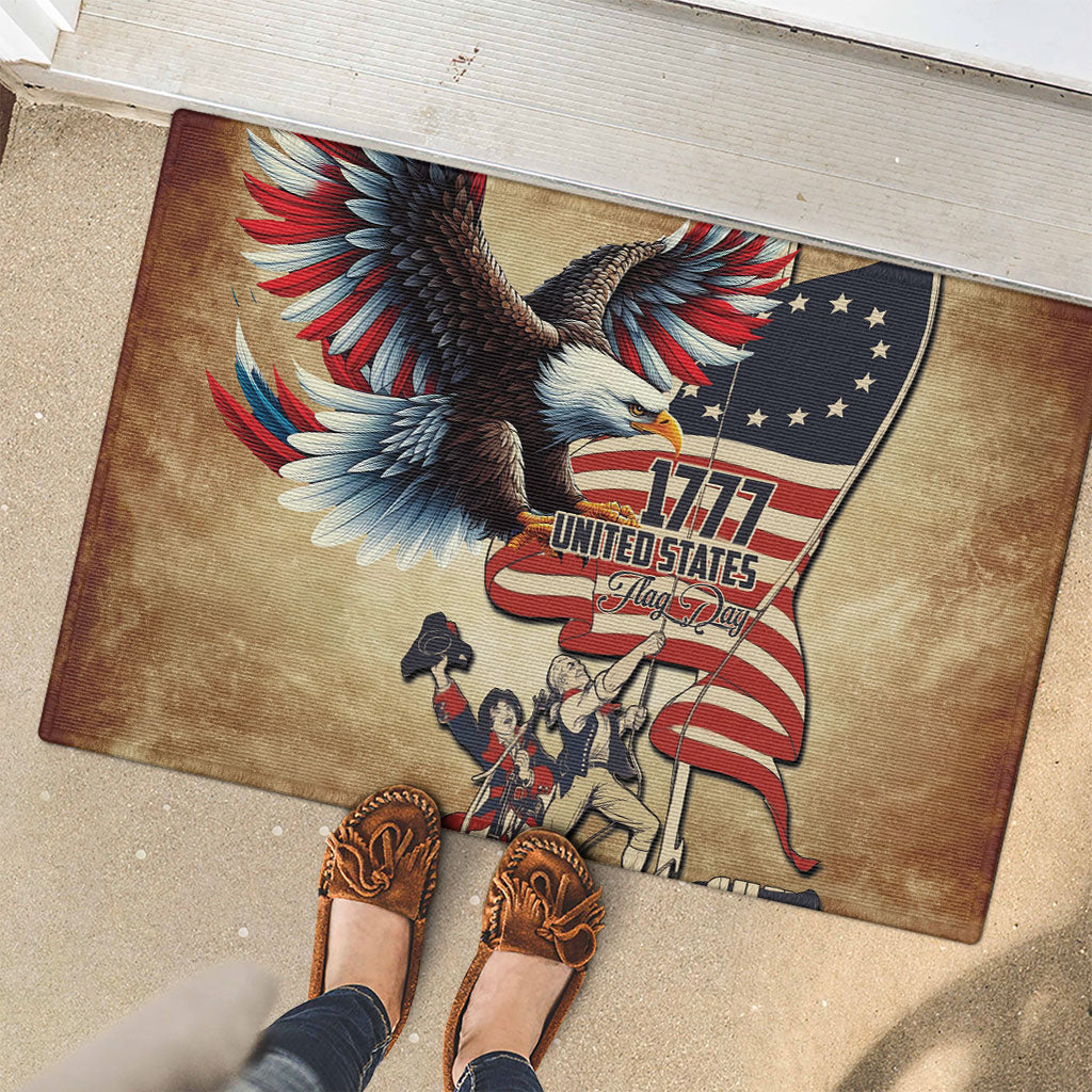 United States Flag Day Eagle 1777 Rubber Doormat Patriotic American Flag