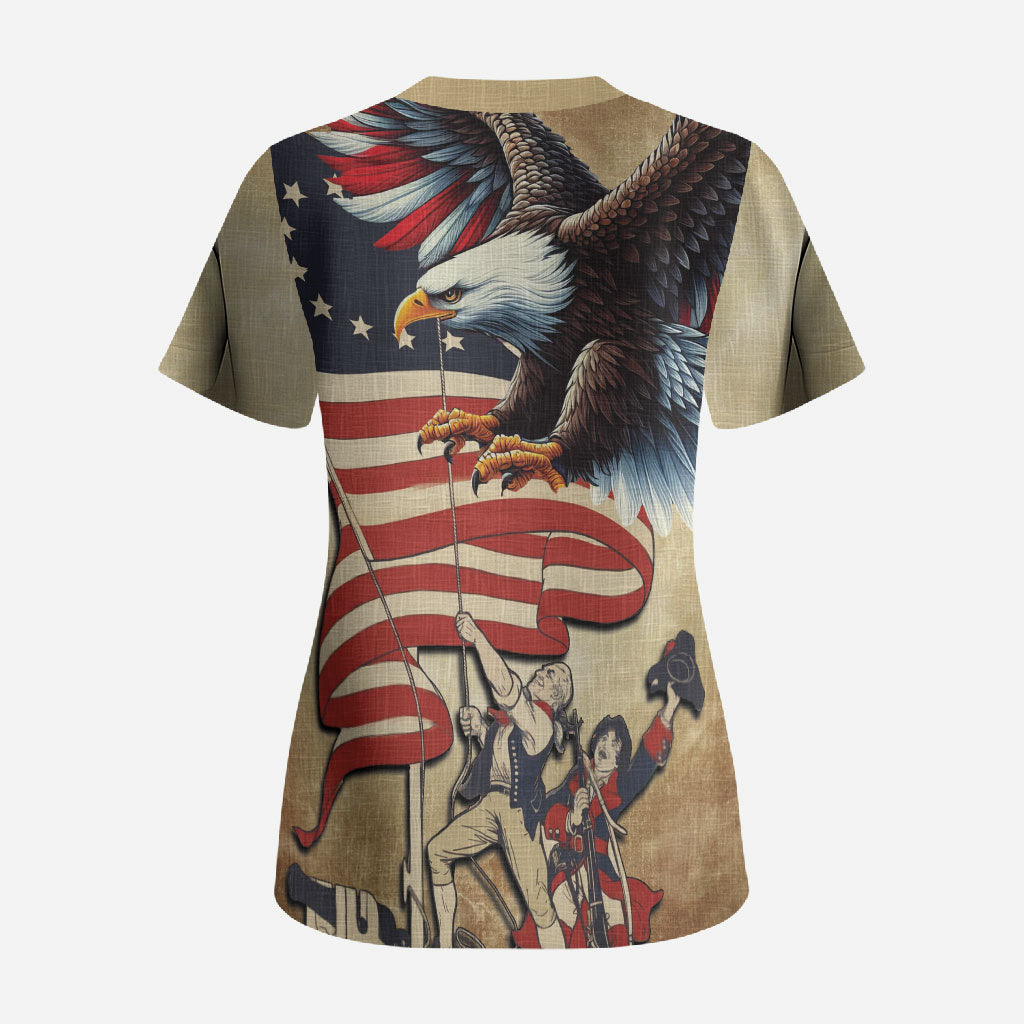 United States Flag Day Eagle 1777 Scrub Top Patriotic American Flag