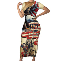 United States Flag Day Eagle 1777 Short Sleeve Bodycon Dress Patriotic American Flag