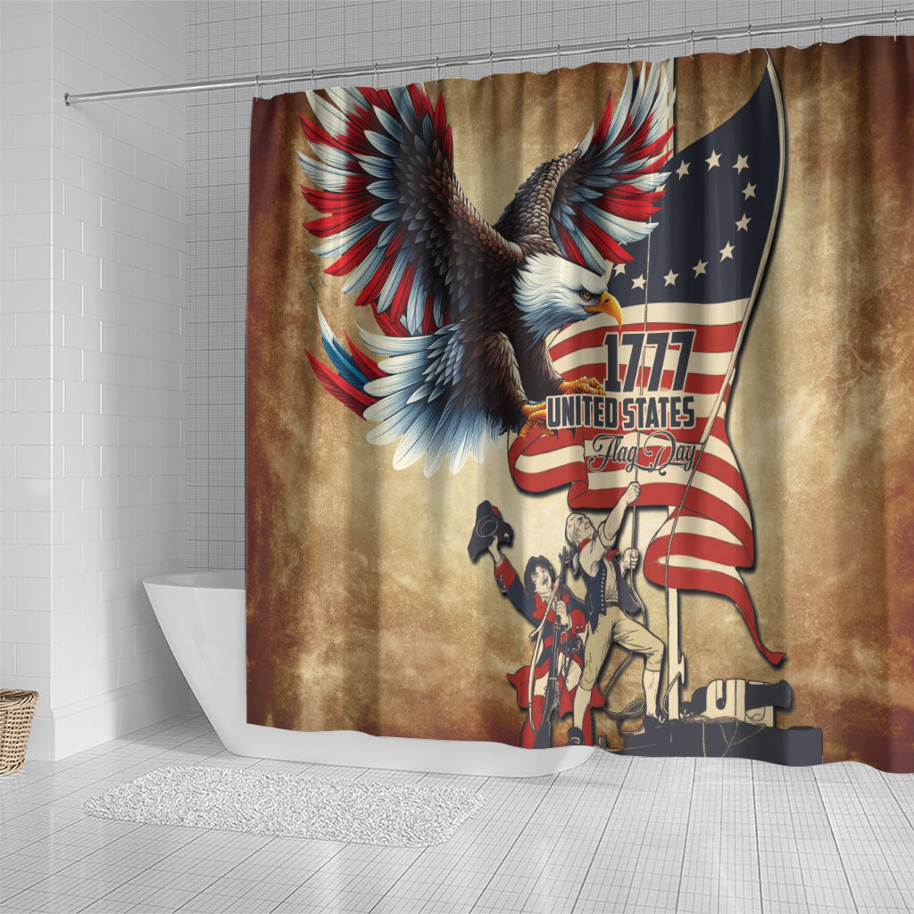 United States Flag Day Eagle 1777 Shower Curtain Patriotic American Flag