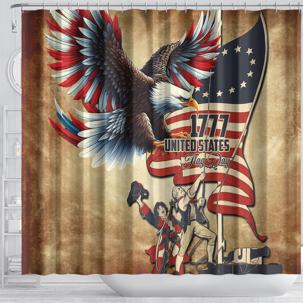 United States Flag Day Eagle 1777 Shower Curtain Patriotic American Flag