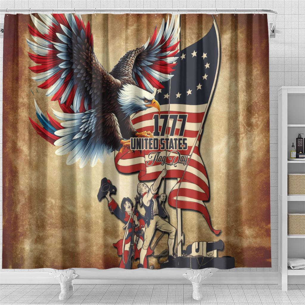 United States Flag Day Eagle 1777 Shower Curtain Patriotic American Flag