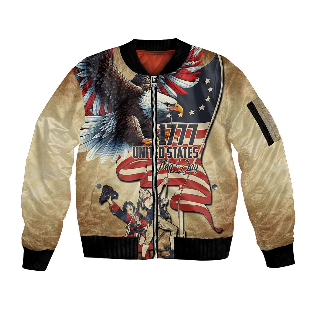 United States Flag Day Eagle 1777 Sleeve Zip Bomber Jacket Patriotic American Flag