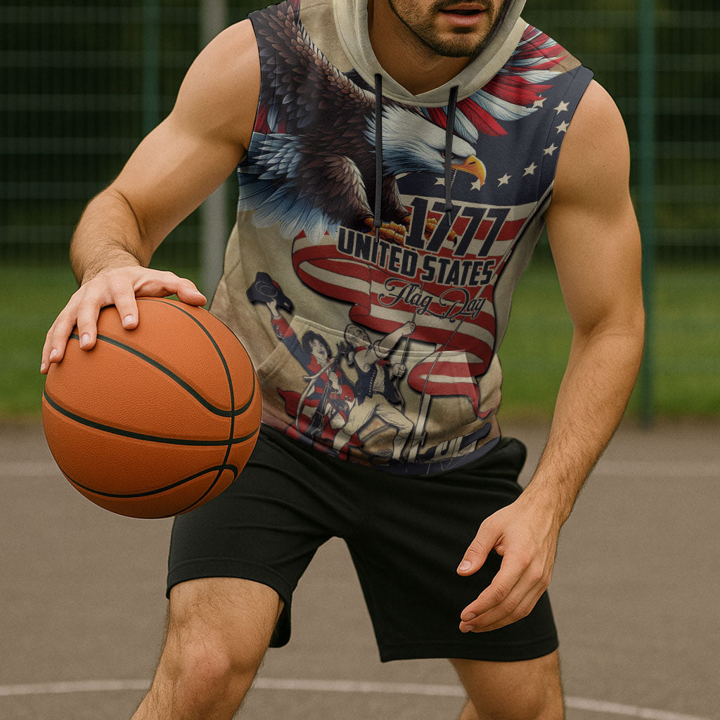 United States Flag Day Eagle 1777 Sleeveless Hoodie Patriotic American Flag
