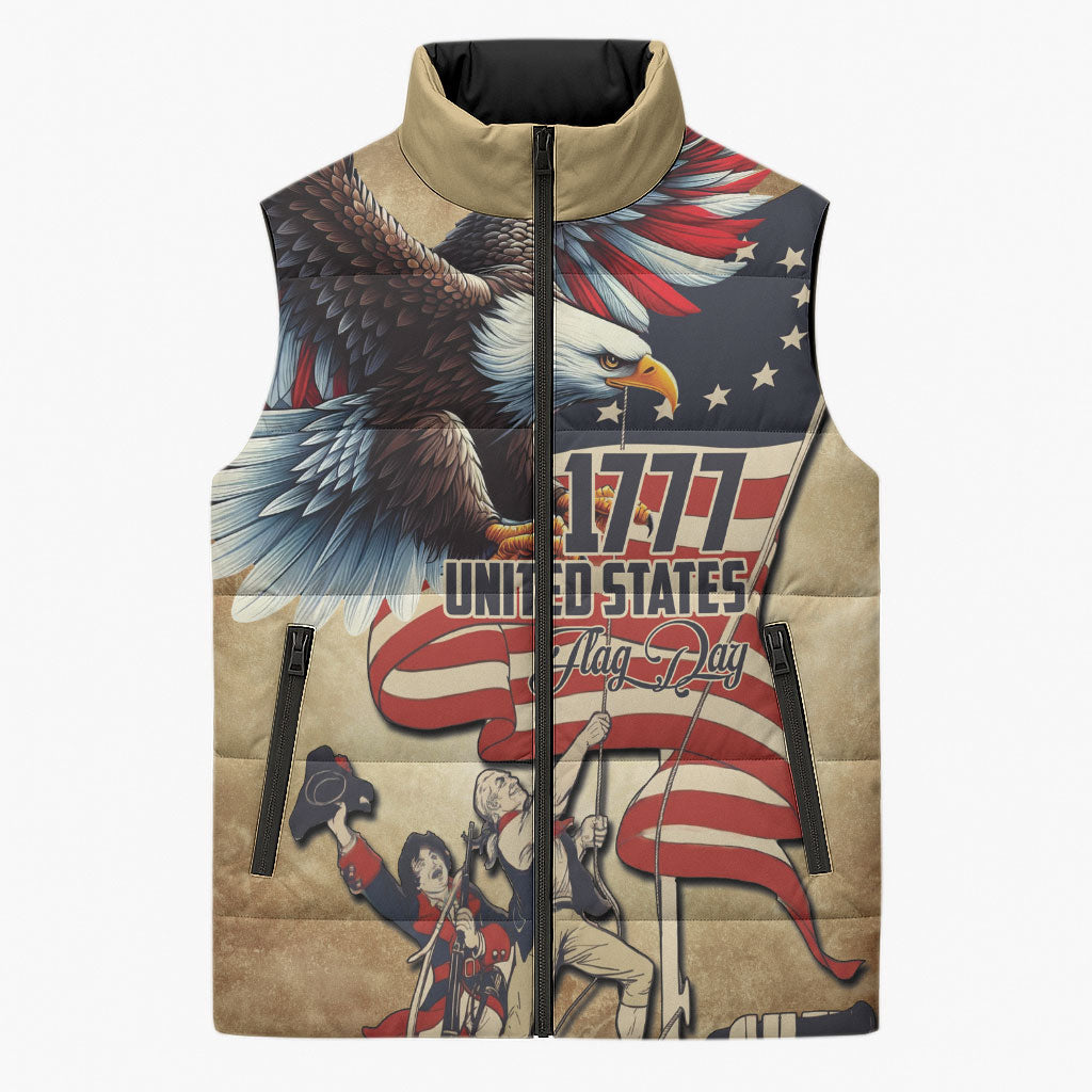 United States Flag Day Eagle 1777 Sleeveless Puffer Jacket Patriotic American Flag