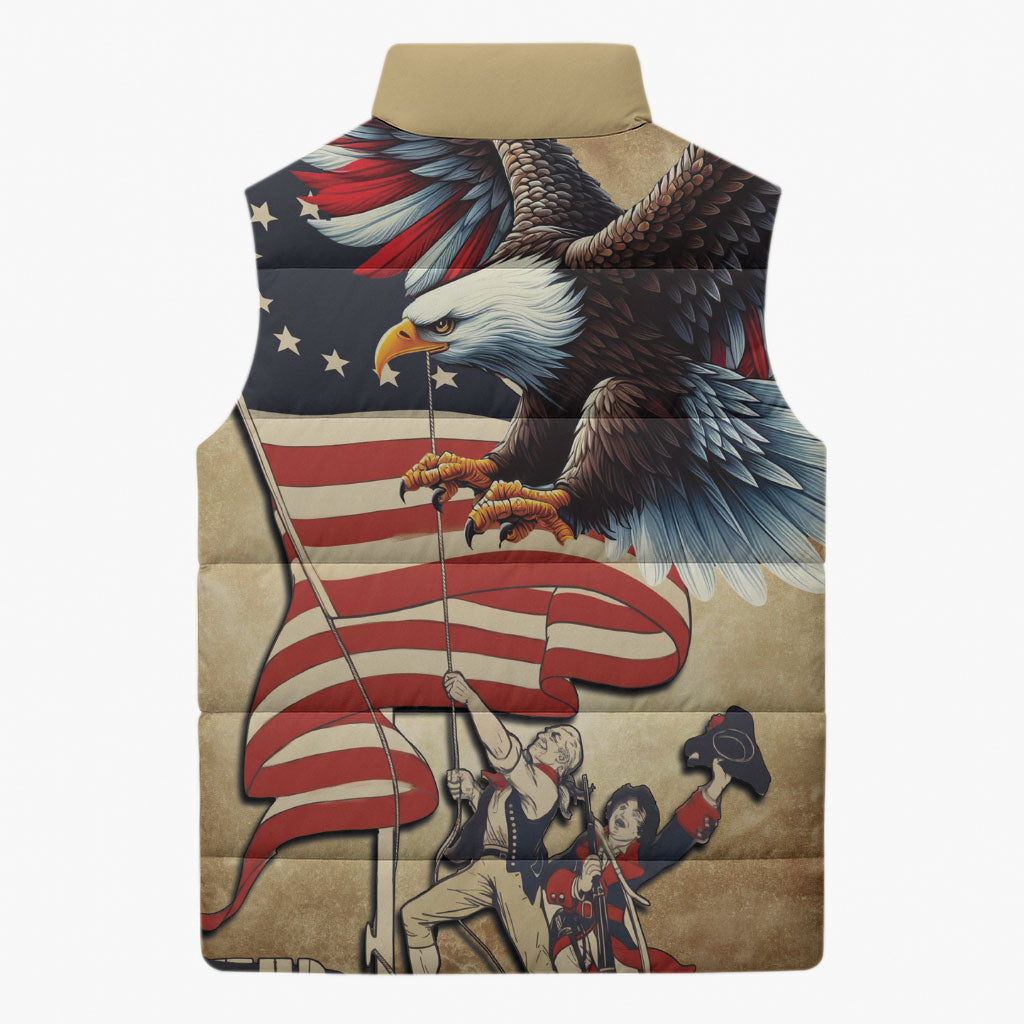 United States Flag Day Eagle 1777 Sleeveless Puffer Jacket Patriotic American Flag