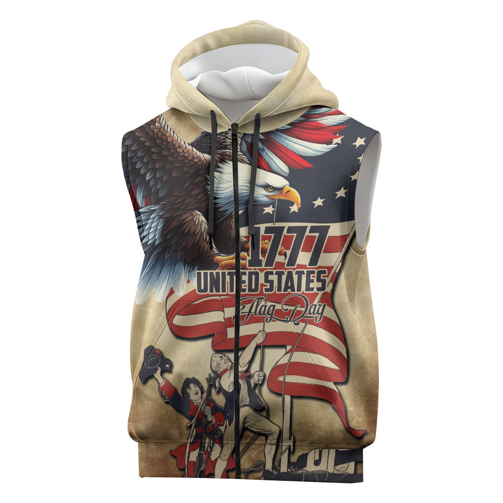 United States Flag Day Eagle 1777 Sleeveless Zip Hoodie Patriotic American Flag