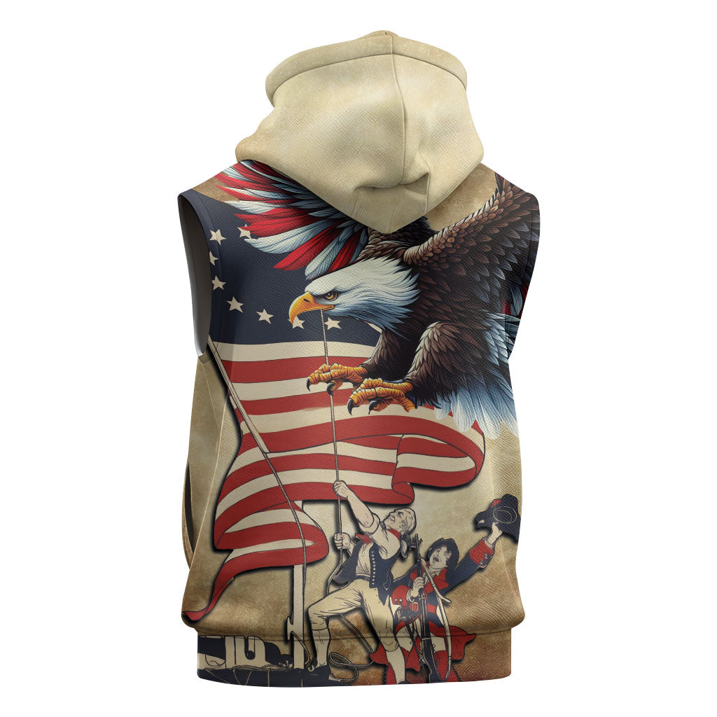 United States Flag Day Eagle 1777 Sleeveless Zip Hoodie Patriotic American Flag
