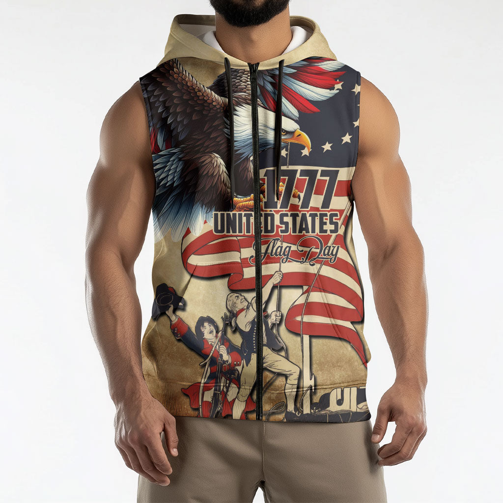 United States Flag Day Eagle 1777 Sleeveless Zip Hoodie Patriotic American Flag