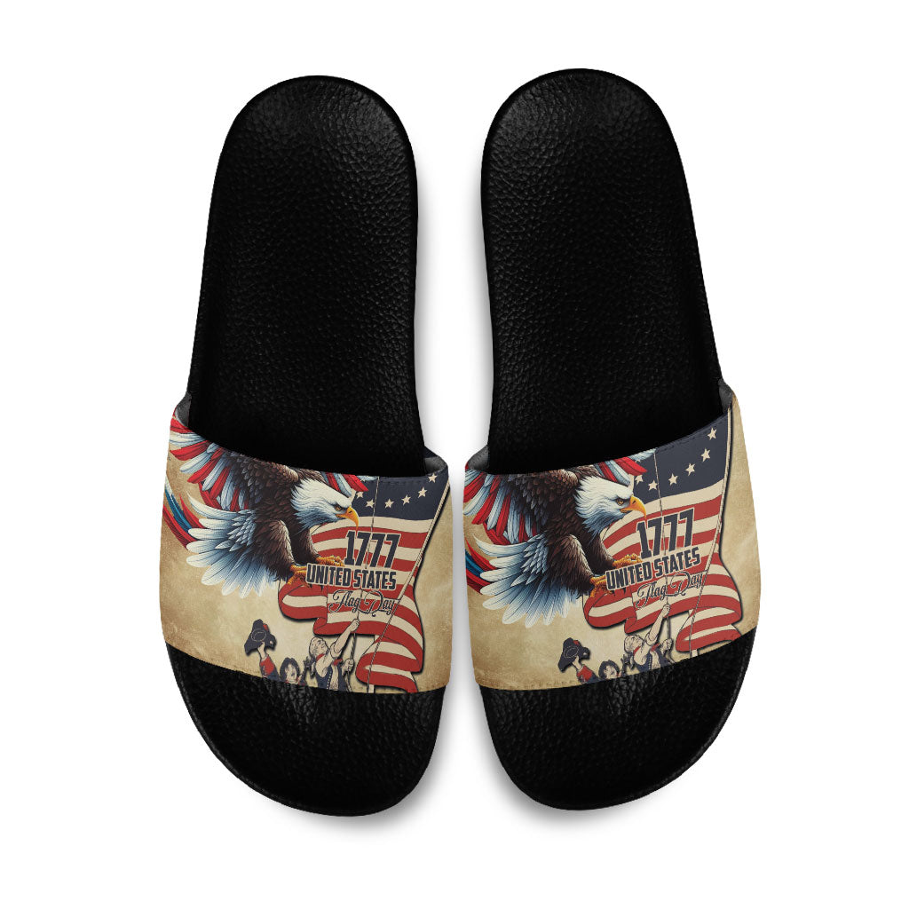 United States Flag Day Eagle 1777 Slide Sandals Patriotic American Flag