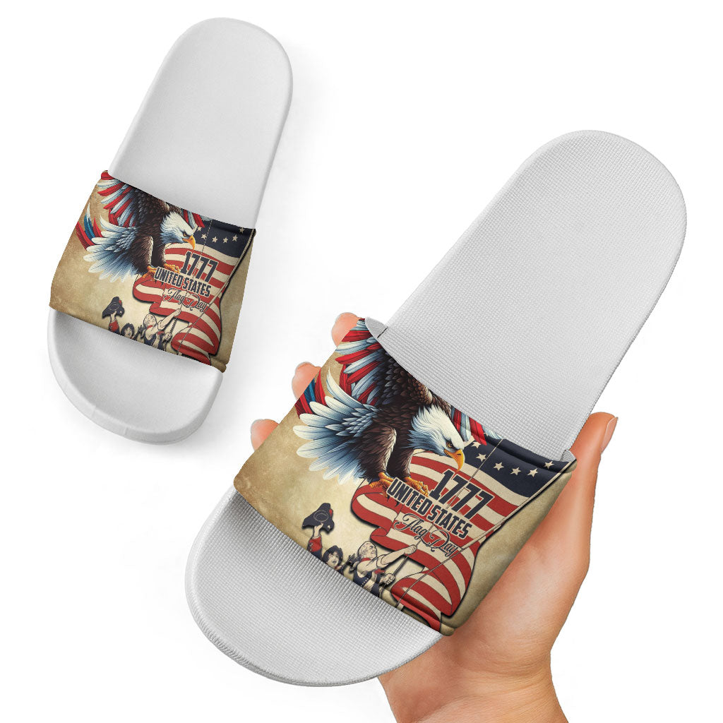 United States Flag Day Eagle 1777 Slide Sandals Patriotic American Flag
