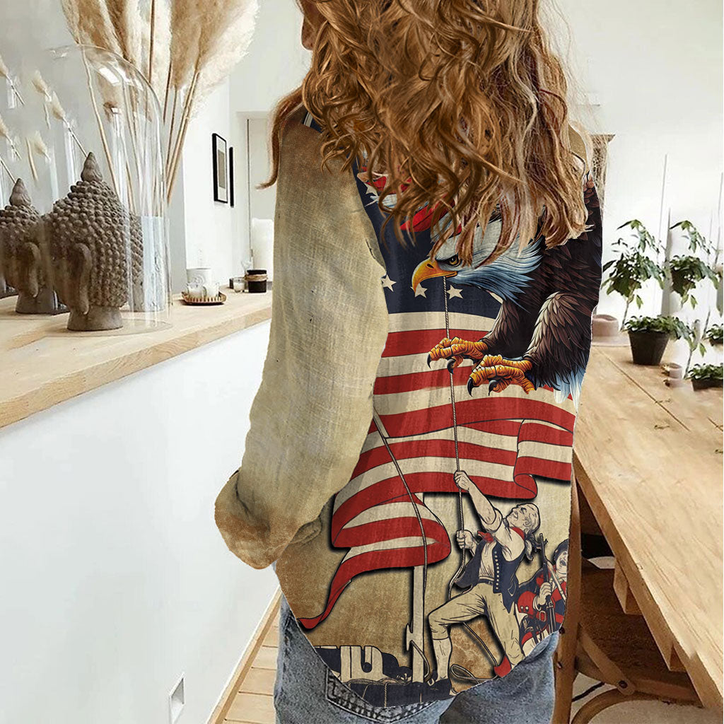 United States Flag Day Eagle 1777 Women Casual Shirt Patriotic American Flag