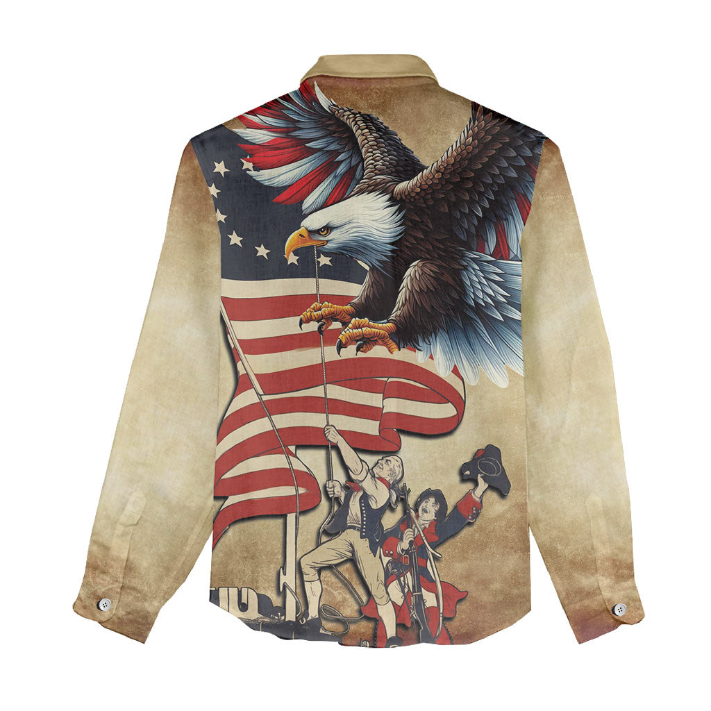United States Flag Day Eagle 1777 Women Casual Shirt Patriotic American Flag