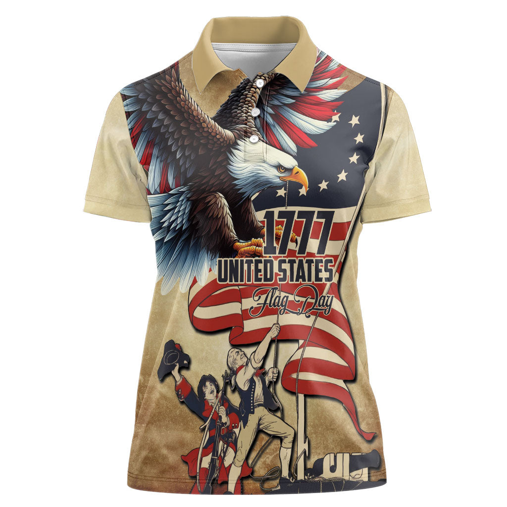 United States Flag Day Eagle 1777 Women Polo Shirt Patriotic American Flag
