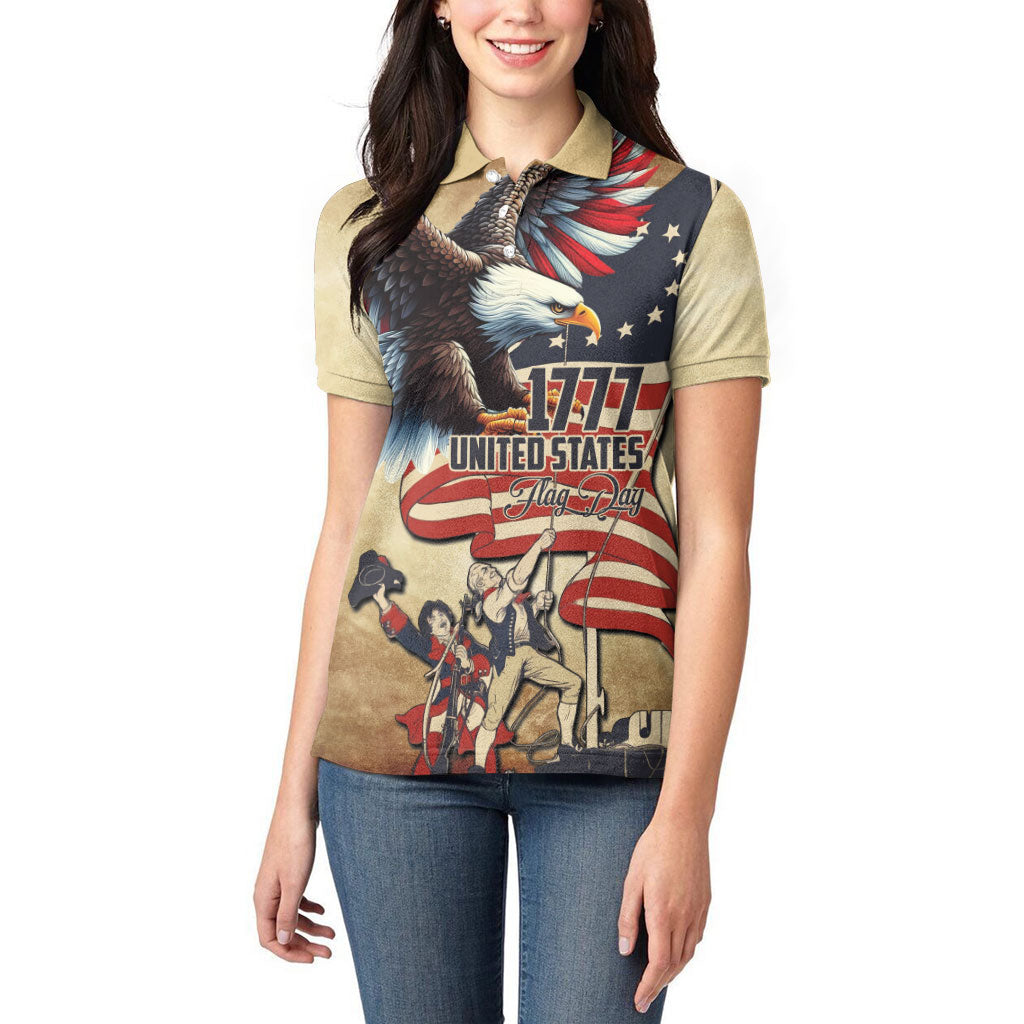United States Flag Day Eagle 1777 Women Polo Shirt Patriotic American Flag