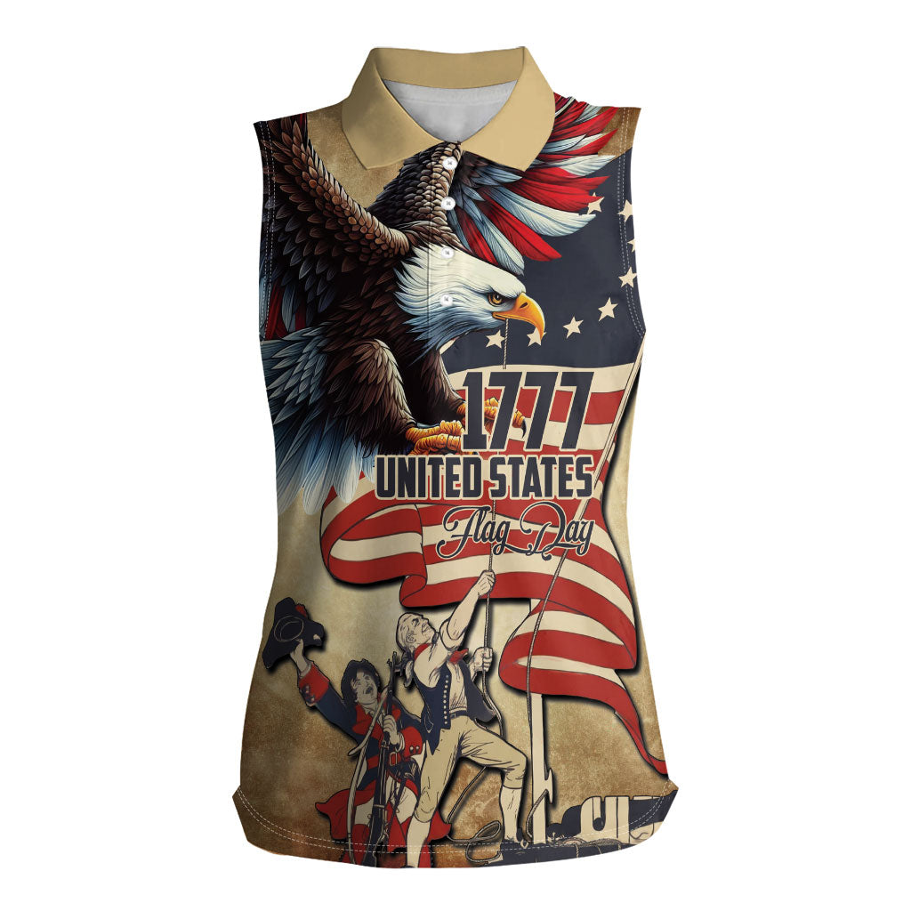 United States Flag Day Eagle 1777 Women Sleeveless Polo Shirt Patriotic American Flag