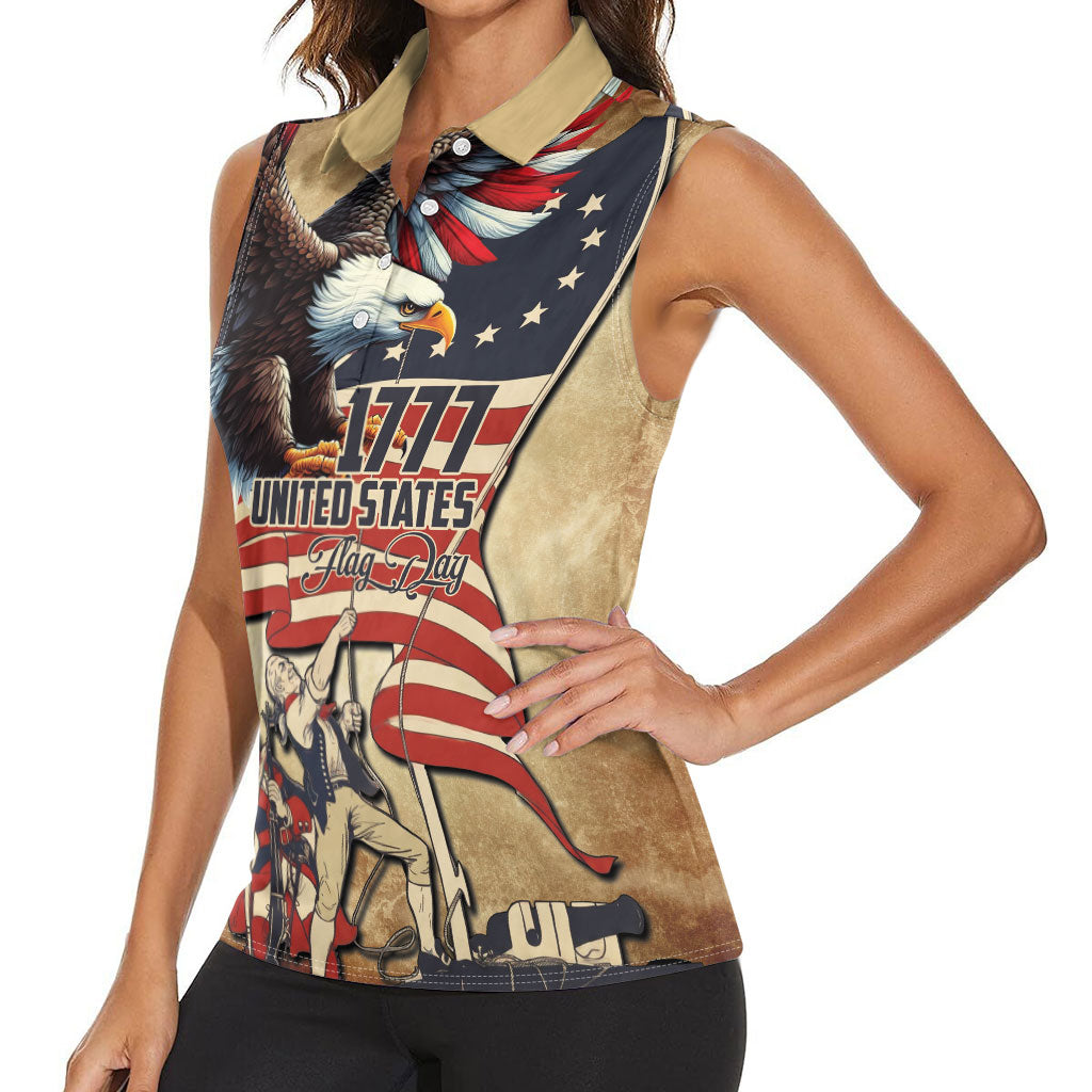 United States Flag Day Eagle 1777 Women Sleeveless Polo Shirt Patriotic American Flag