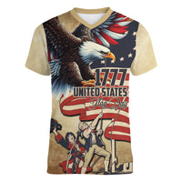 United States Flag Day Eagle 1777 Women V-Neck T-Shirt Patriotic American Flag