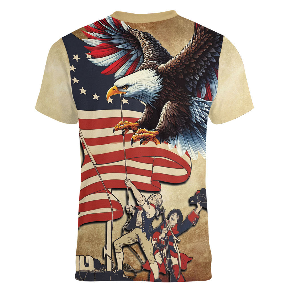United States Flag Day Eagle 1777 Women V-Neck T-Shirt Patriotic American Flag
