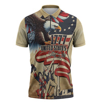 United States Flag Day Eagle 1777 Zipper Polo Shirt Patriotic American Flag