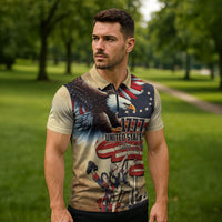United States Flag Day Eagle 1777 Zipper Polo Shirt Patriotic American Flag