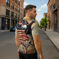 United States Flag Day Eagle 1777 Zipper Polo Shirt Patriotic American Flag