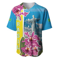 Brazil Cattleya Labiata Baseball Jersey Christ The Redeemer And Flag Color Style - Wonder Print Shop
