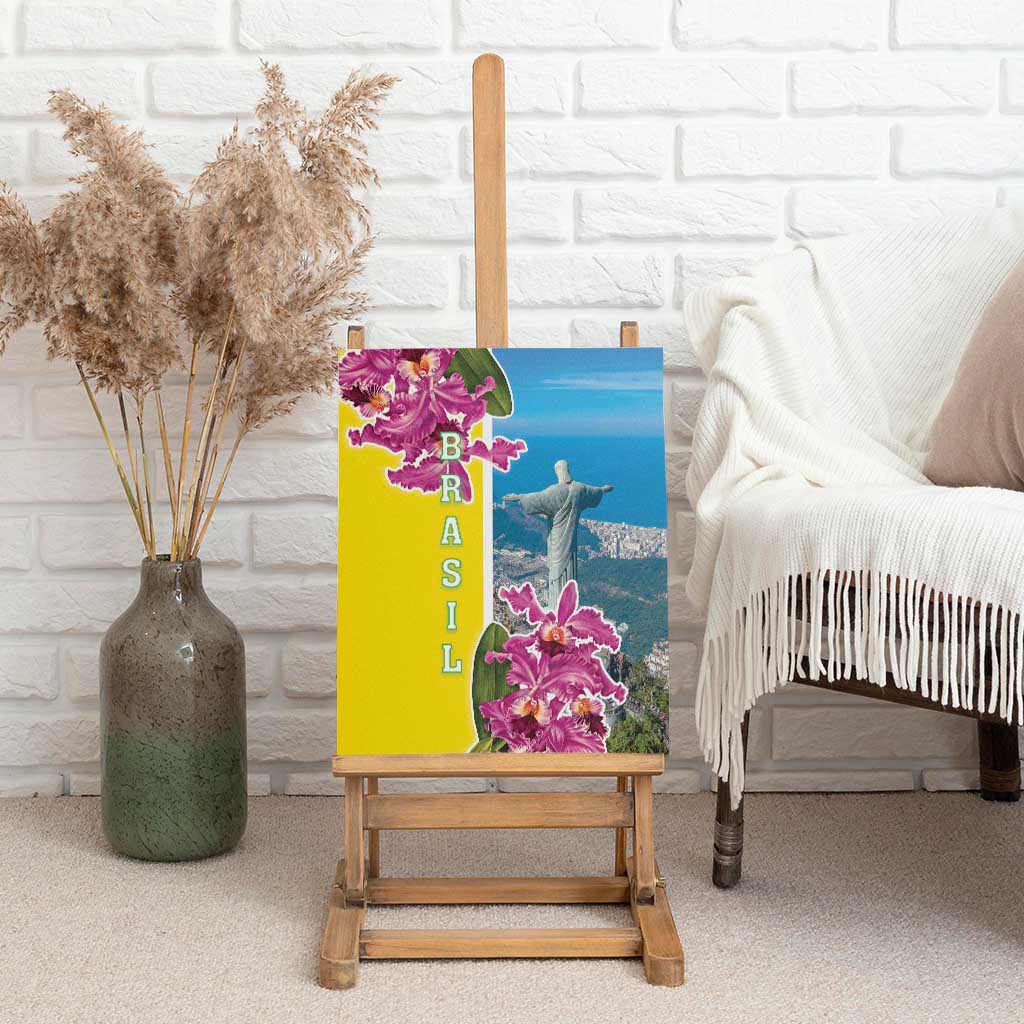 Brazil Cattleya Labiata Canvas Wall Art Christ The Redeemer And Flag Color Style - Wonder Print Shop