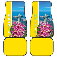 Brazil Cattleya Labiata Car Mats Christ The Redeemer And Flag Color Style - Wonder Print Shop