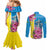 Brazil Cattleya Labiata Couples Matching Mermaid Dress and Long Sleeve Button Shirt Christ The Redeemer And Flag Color Style