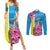 Brazil Cattleya Labiata Couples Matching Summer Maxi Dress and Long Sleeve Button Shirt Christ The Redeemer And Flag Color Style - Wonder Print Shop