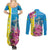 Brazil Cattleya Labiata Couples Matching Summer Maxi Dress and Long Sleeve Button Shirt Christ The Redeemer And Flag Color Style - Wonder Print Shop