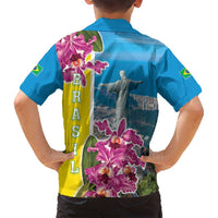 Brazil Cattleya Labiata Family Matching Long Sleeve Bodycon Dress and Hawaiian Shirt Christ The Redeemer And Flag Color Style - Wonder Print Shop