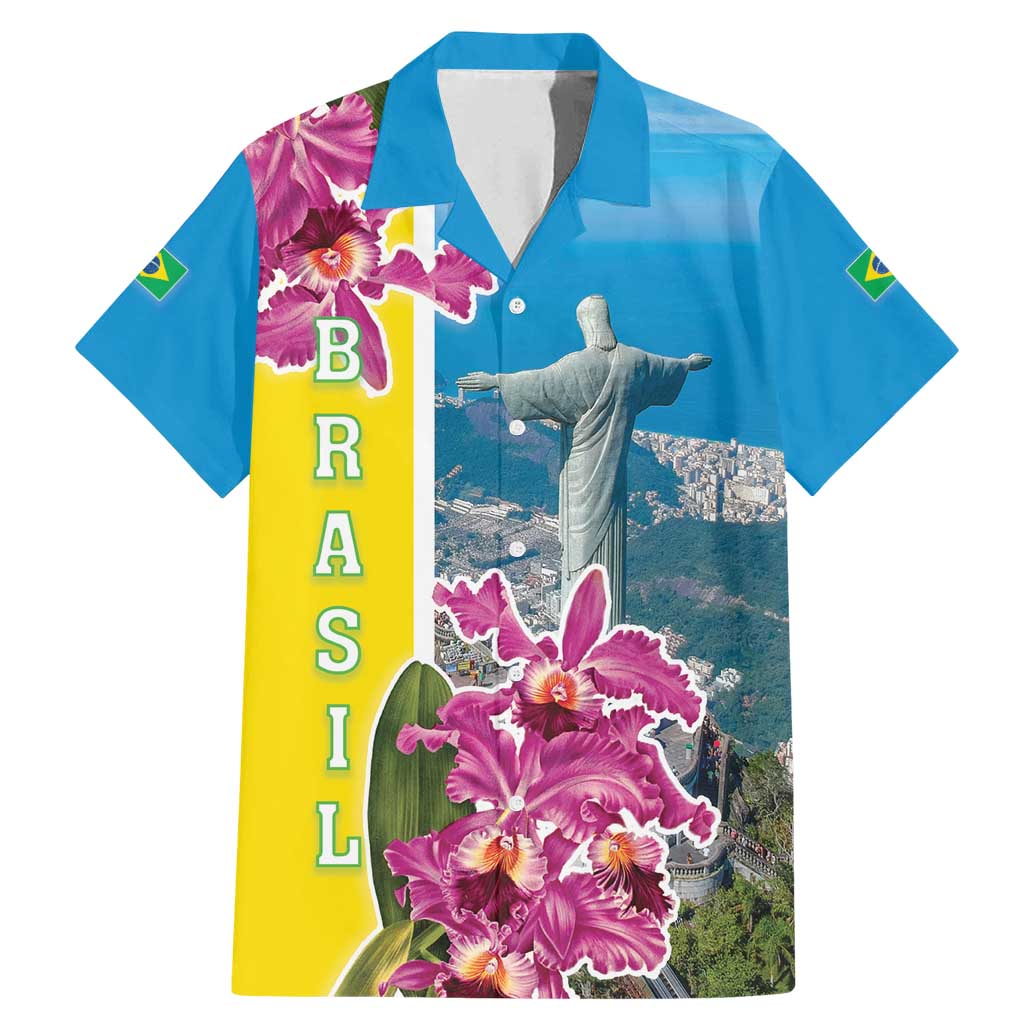 Brazil Cattleya Labiata Family Matching Mermaid Dress and Hawaiian Shirt Christ The Redeemer And Flag Color Style - Wonder Print Shop