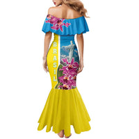 Brazil Cattleya Labiata Family Matching Mermaid Dress and Hawaiian Shirt Christ The Redeemer And Flag Color Style - Wonder Print Shop