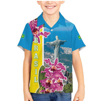 Brazil Cattleya Labiata Family Matching Mermaid Dress and Hawaiian Shirt Christ The Redeemer And Flag Color Style - Wonder Print Shop