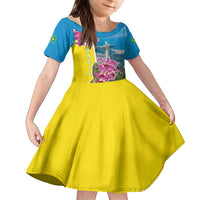 Brazil Cattleya Labiata Family Matching Off The Shoulder Long Sleeve Dress and Hawaiian Shirt Christ The Redeemer And Flag Color Style - Wonder Print Shop