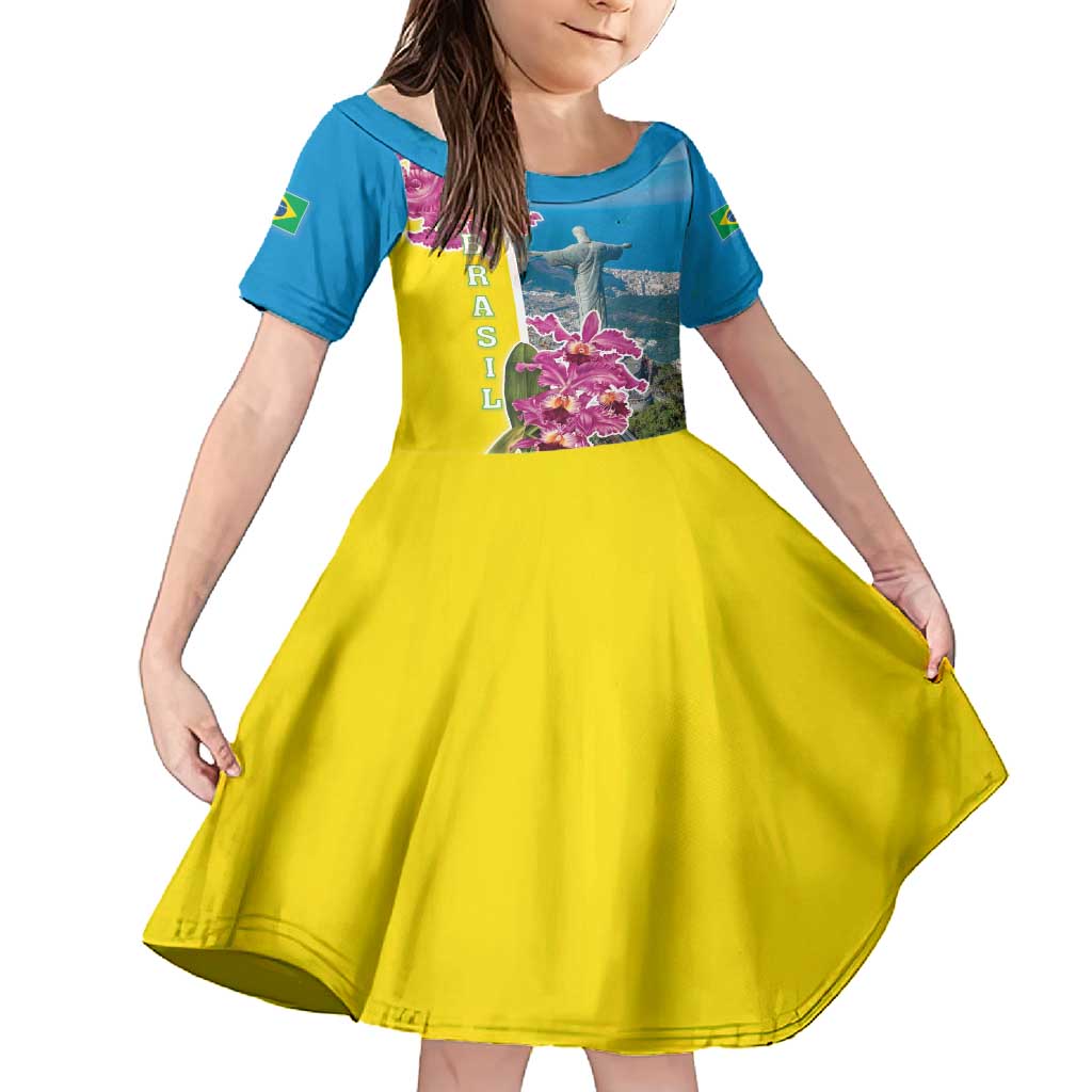 Brazil Cattleya Labiata Family Matching Off Shoulder Maxi Dress and Hawaiian Shirt Christ The Redeemer And Flag Color Style - Wonder Print Shop