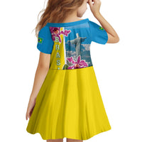 Brazil Cattleya Labiata Family Matching Off Shoulder Short Dress and Hawaiian Shirt Christ The Redeemer And Flag Color Style - Wonder Print Shop