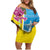 Brazil Cattleya Labiata Family Matching Off Shoulder Short Dress and Hawaiian Shirt Christ The Redeemer And Flag Color Style - Wonder Print Shop