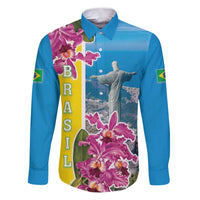 Brazil Cattleya Labiata Family Matching Puletasi and Hawaiian Shirt Christ The Redeemer And Flag Color Style - Wonder Print Shop